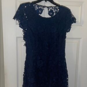 Lulu's Blue Flutter Sleeve Sheath Mini Dress